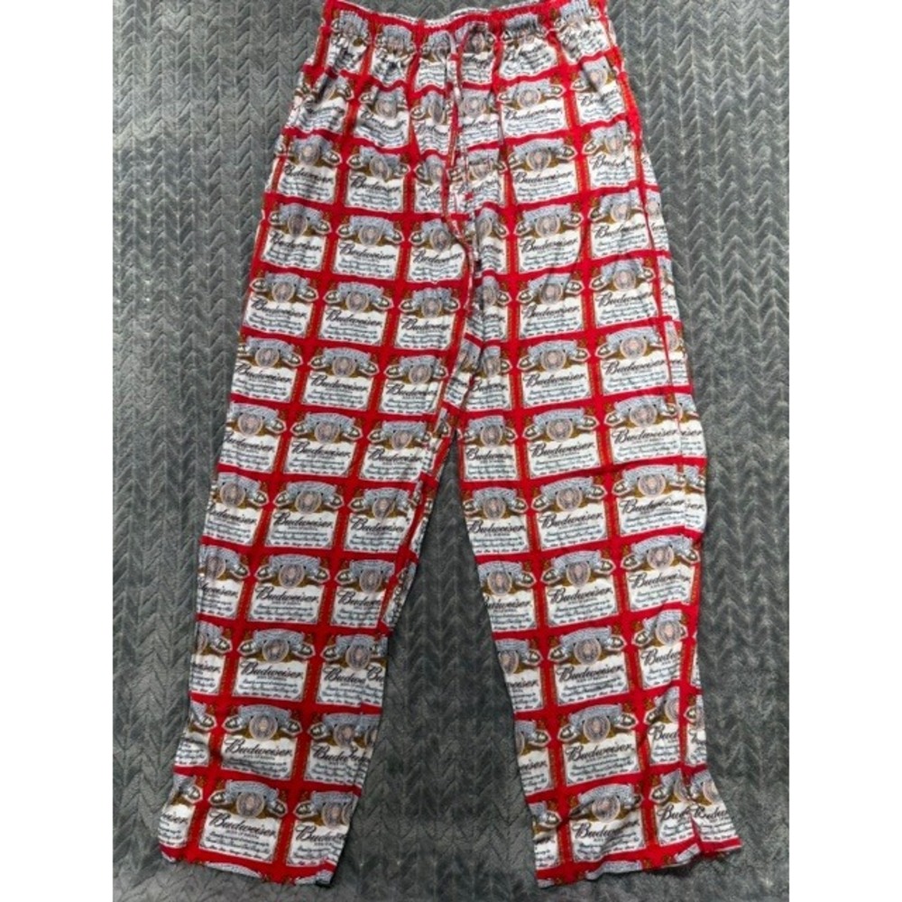 Budweiser King of Beers PJ Pants Mens Large Red Label All Over Print 0512